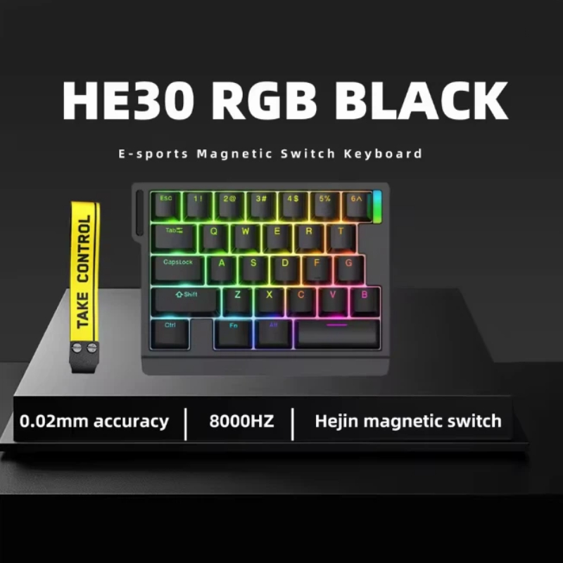 Gaming Keyboard Not Typing - HE30 Einhand-Magnetachsen-Gaming-Tastatur mit Einstellbarer Empfindlichkeit, Kompakte