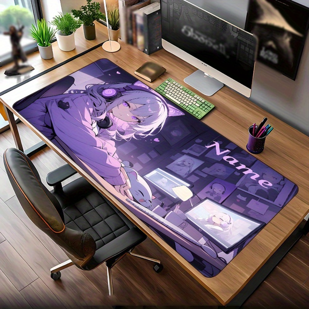 Gaming Keyboard Name - Anpassbare Anime-Girl Gaming-Schreibtischunterlage mit Namen, große